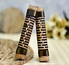 Black and Brown Rattan Door Handles